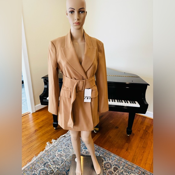 NWT Blogger’s Favorite Luxury Minimalist Zara Double Breasted Camel Coat/Dress - Picture 13 of 17